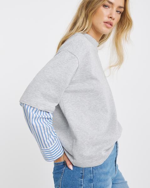 2 in 1 Woven Sweatshirt with Stripes