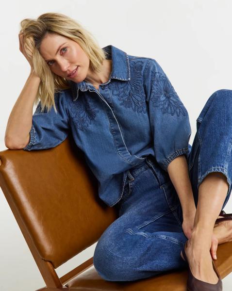 Embroidered Denim Shirt