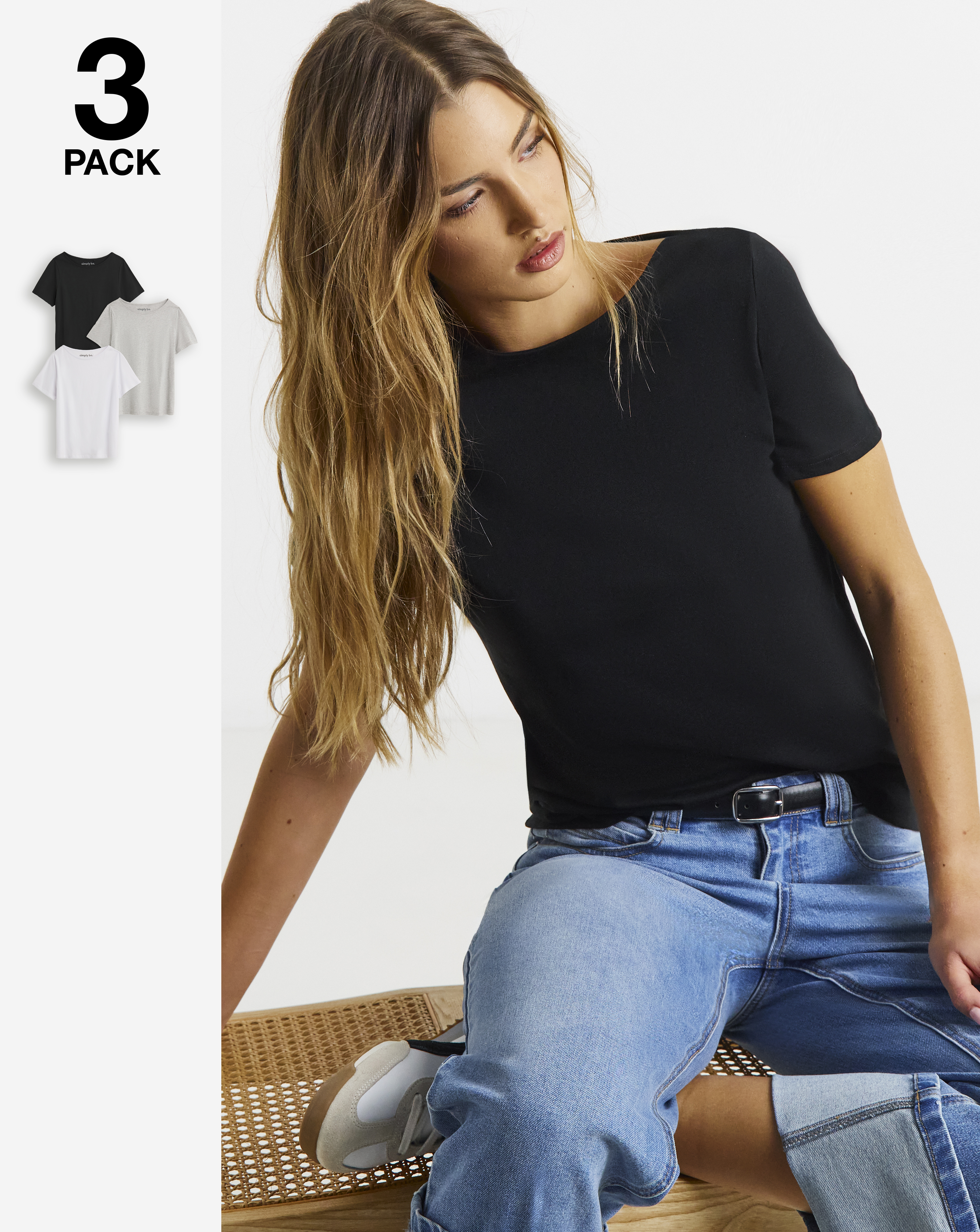 3 Pack Slash Neck Tops