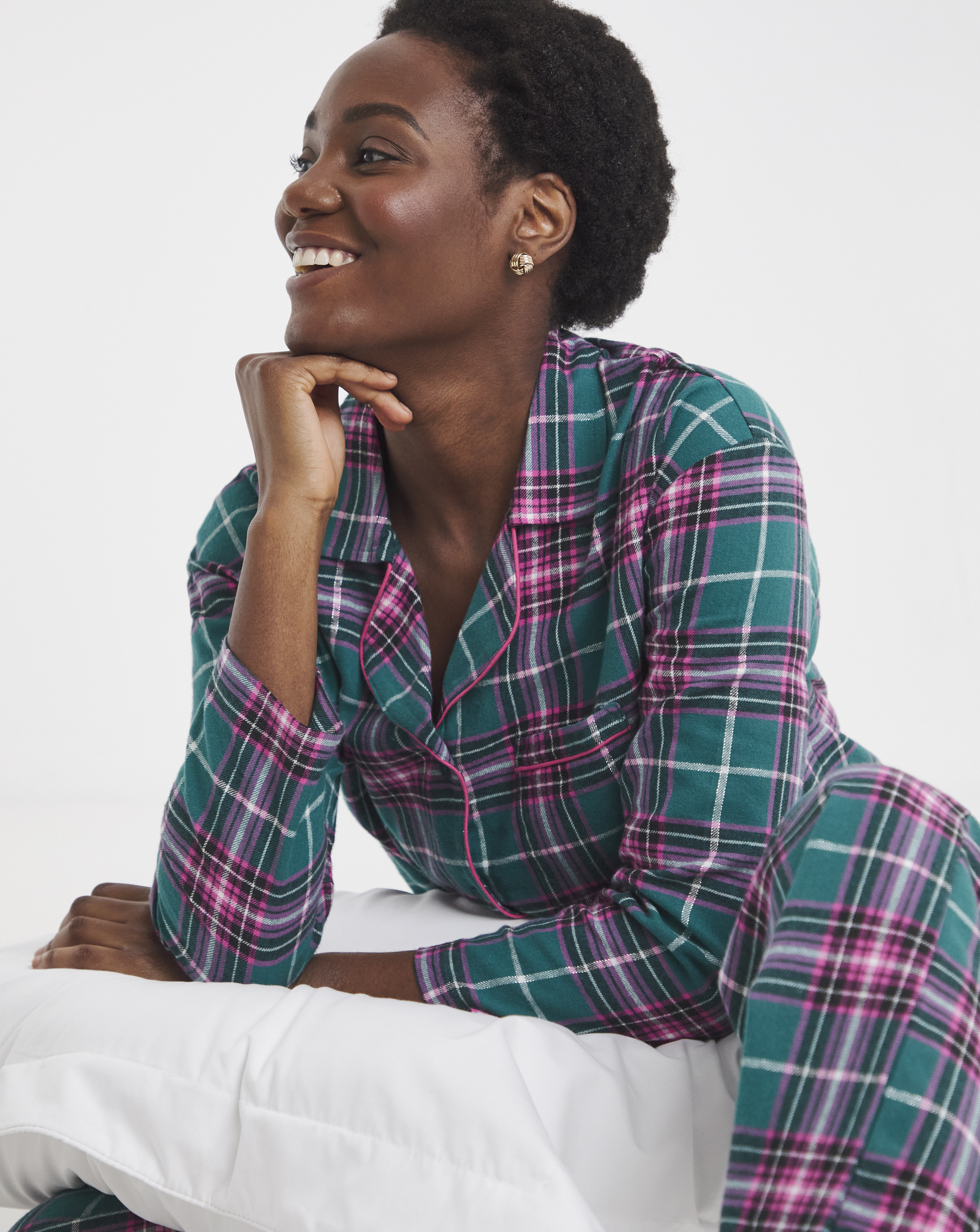 Pretty Secrets Check Button Up PJ Set