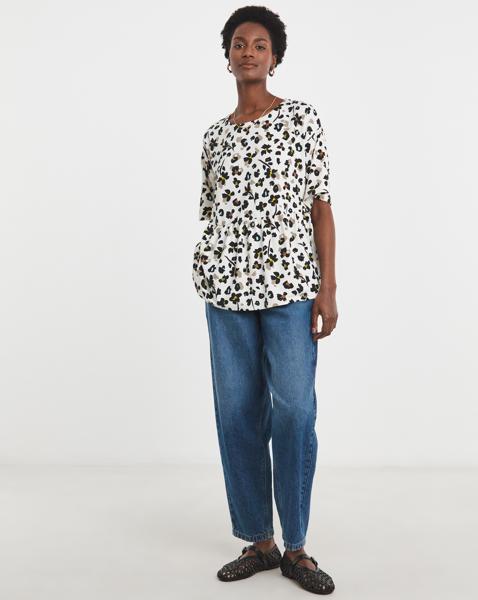 Crew Neck Short Sleeve Peplum T-Shirt