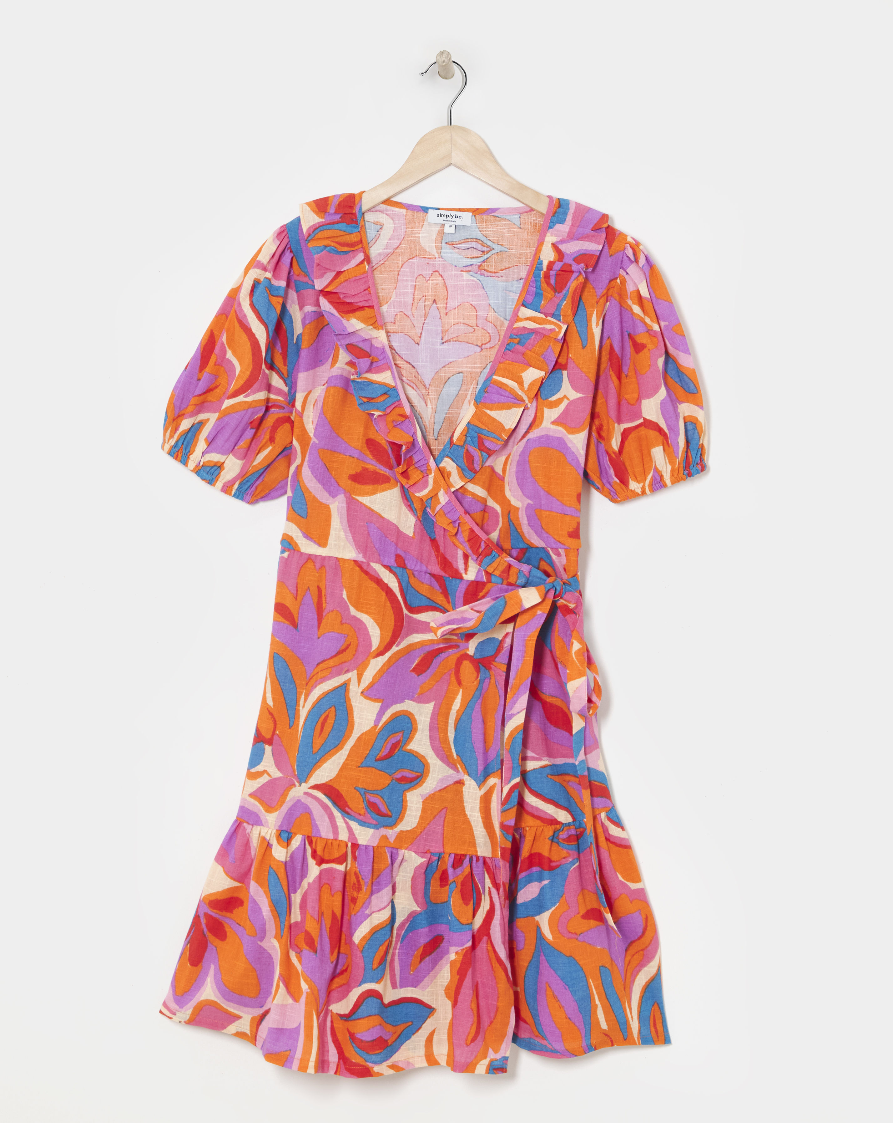Floral Mini Wrap Over Cotton Beach Dress