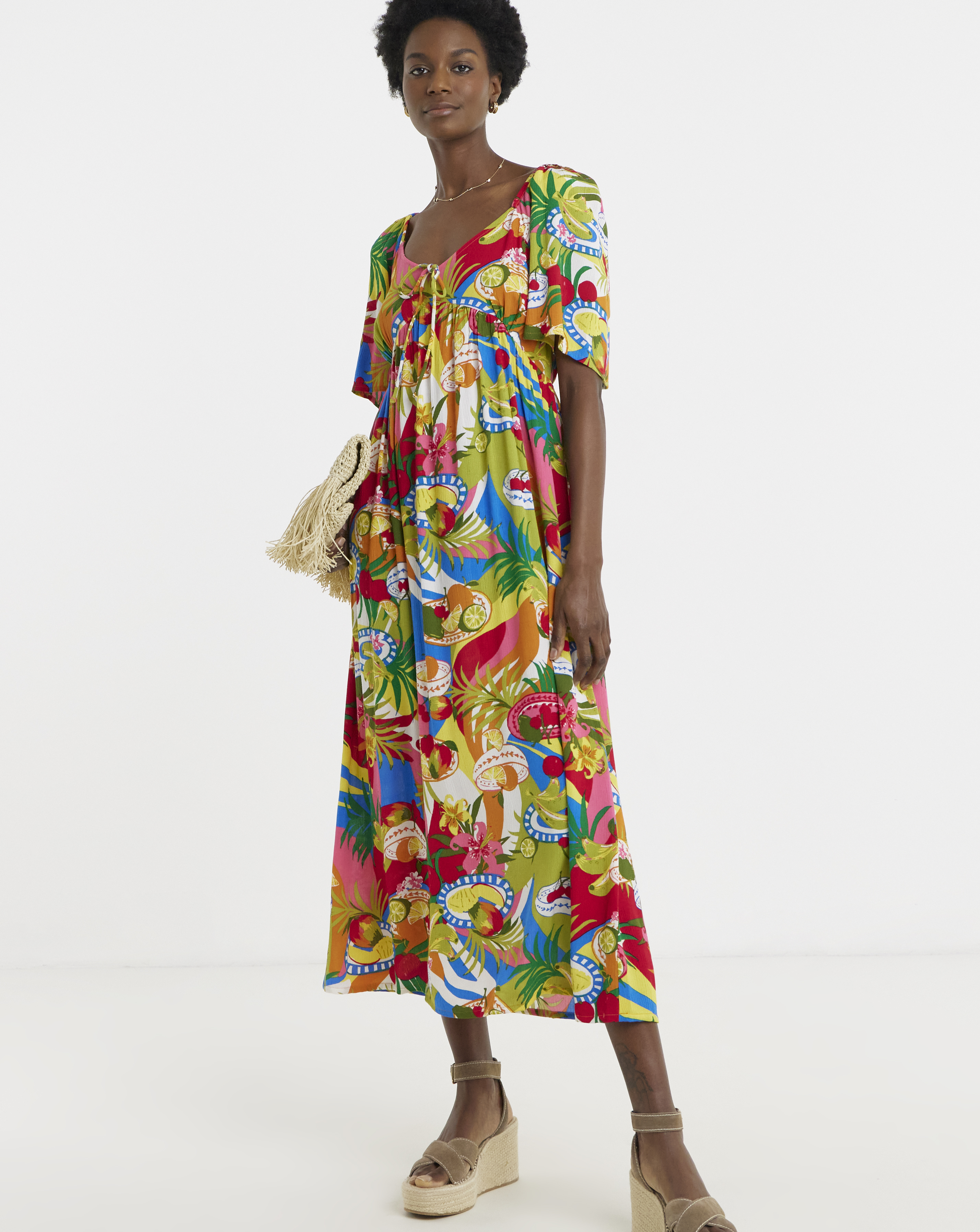 Crinkle Tie Front Dress