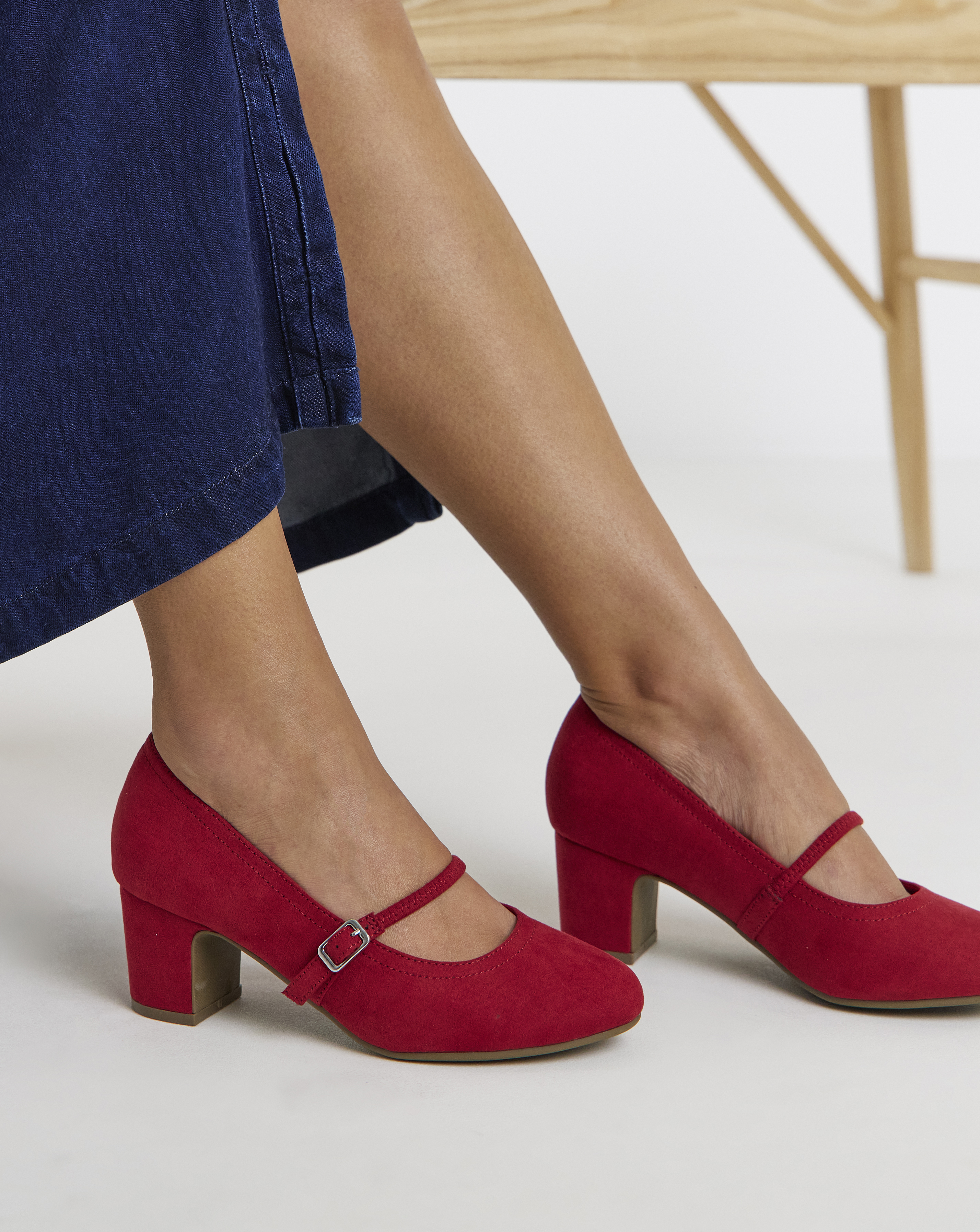 Low Block Heel Mary Jane Wide Fit