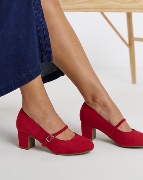 Low Block Heel Mary Jane Wide Fit