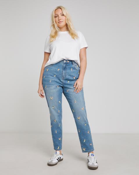 Simply Be Embroidered Slim Mom Jeans