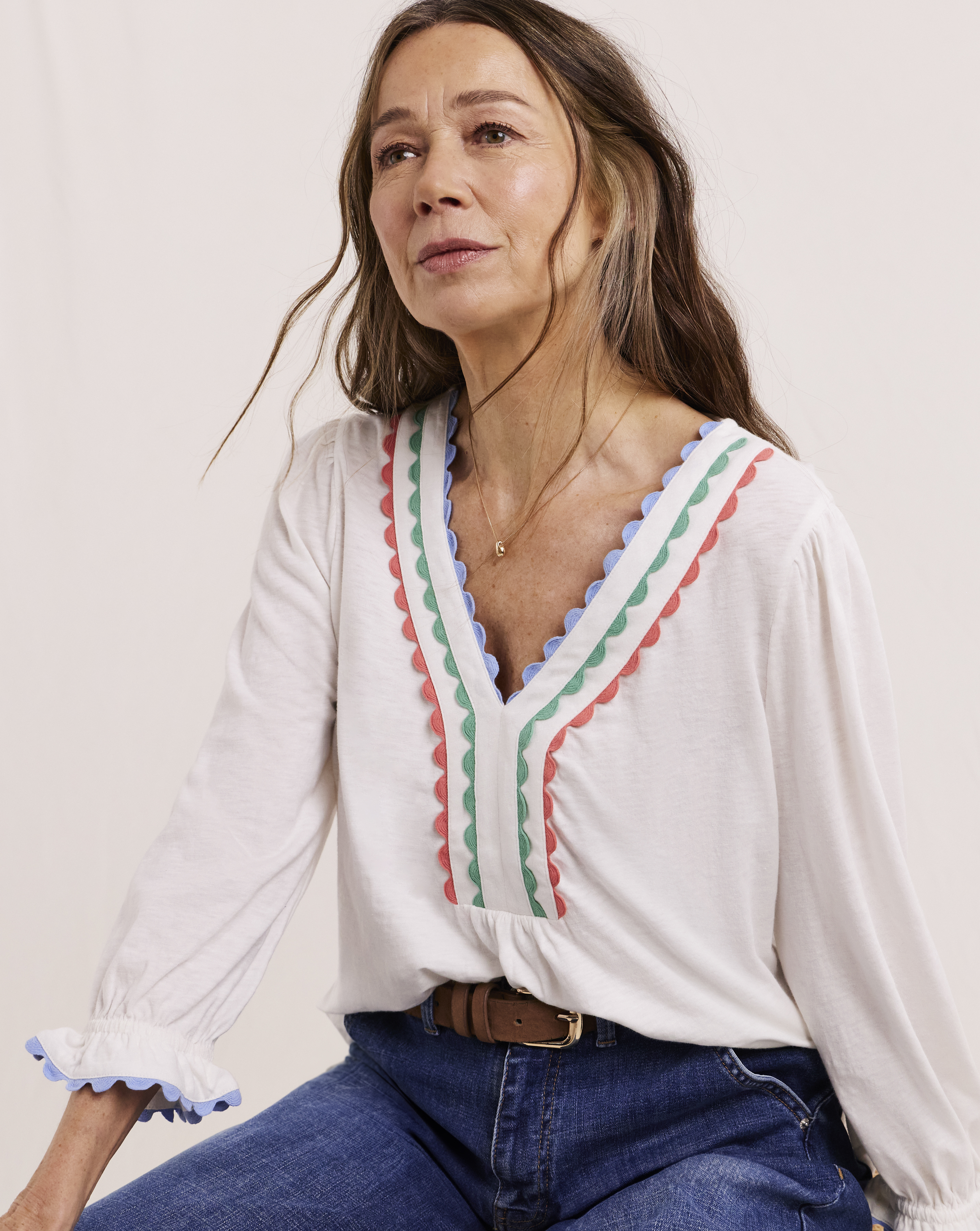 Julipa Cotton Embroidered Jersey Blouse