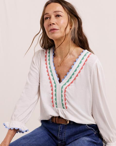 Julipa Cotton Embroidered Jersey Blouse