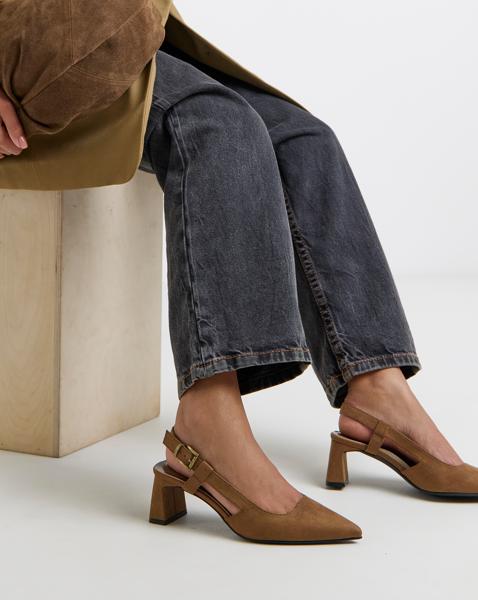 Cyrus Pointed Slingback Heeled Shoes - Wide Fit (E) - Image