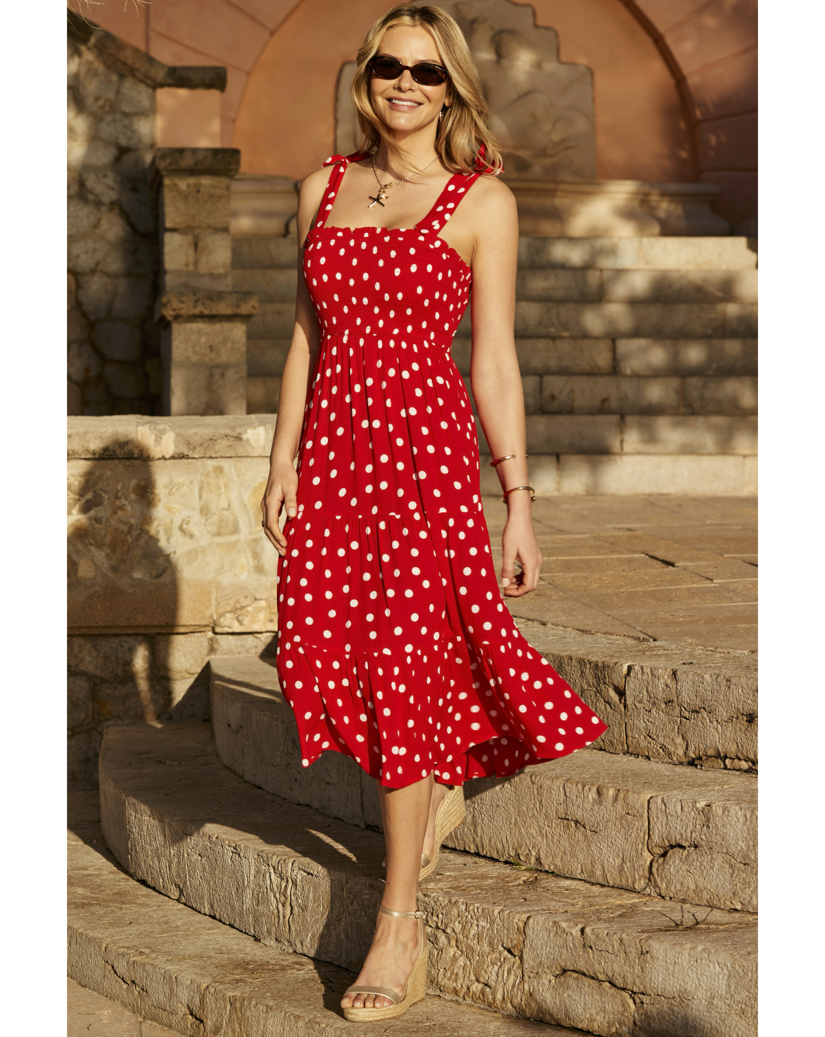 Sosandar Tie Shoulder Printed Dress