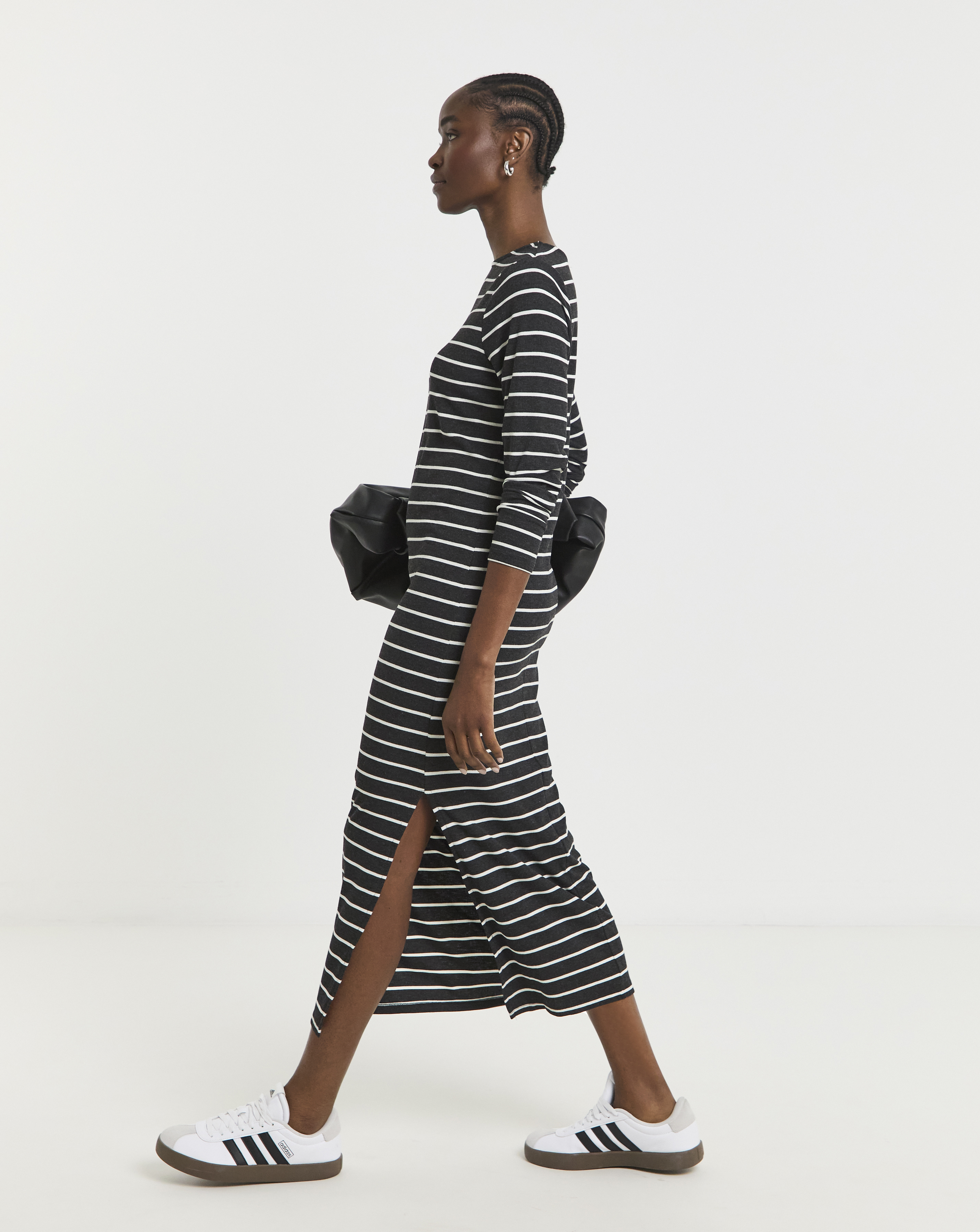 Simply Be - Women's Ribbed Stripe Midaxi Column Dress - Size 20 - Stripe - 50% Polyester 44% Viscose 6% Elastane