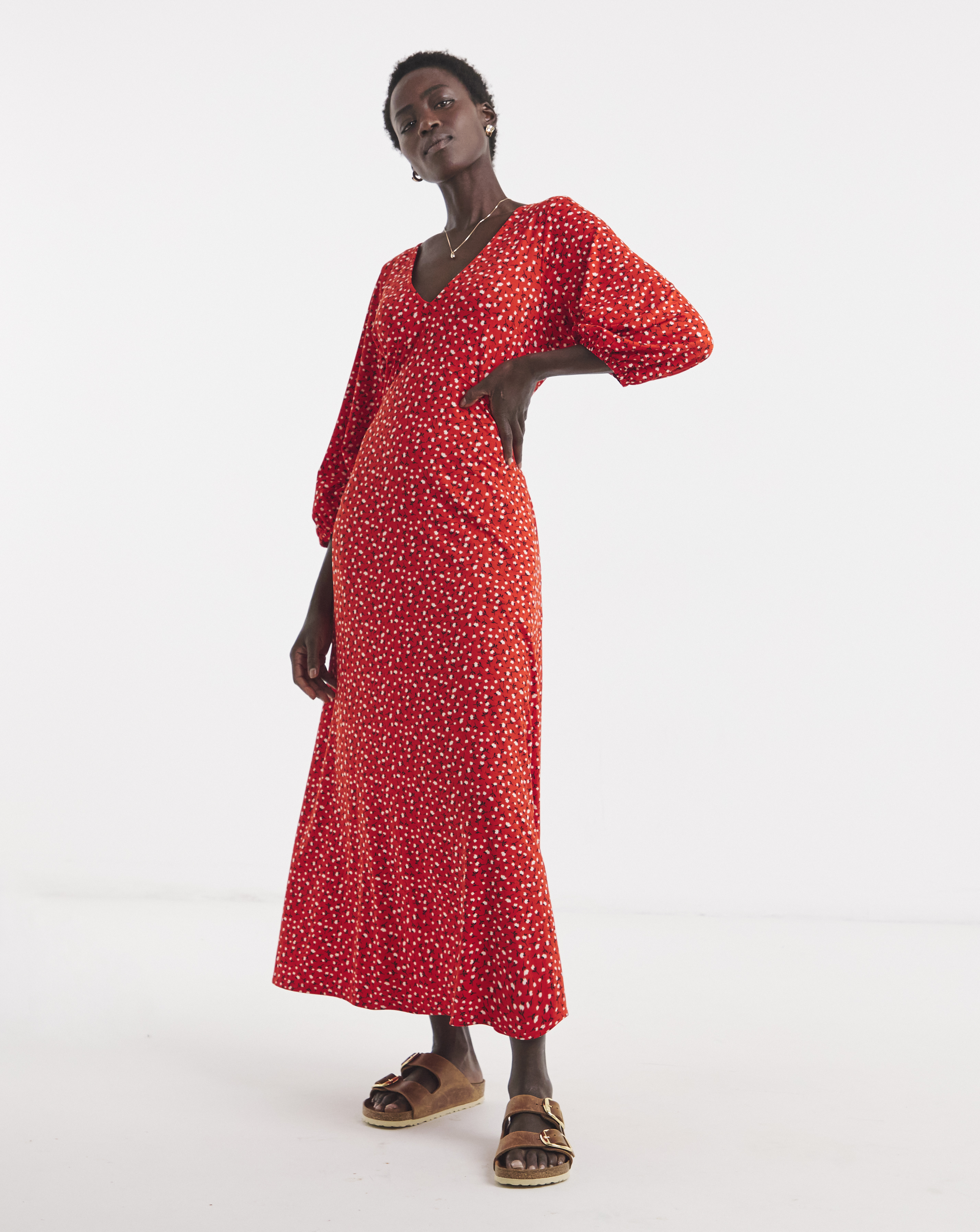 Puff Sleeve Soft Touch Jersey Dress