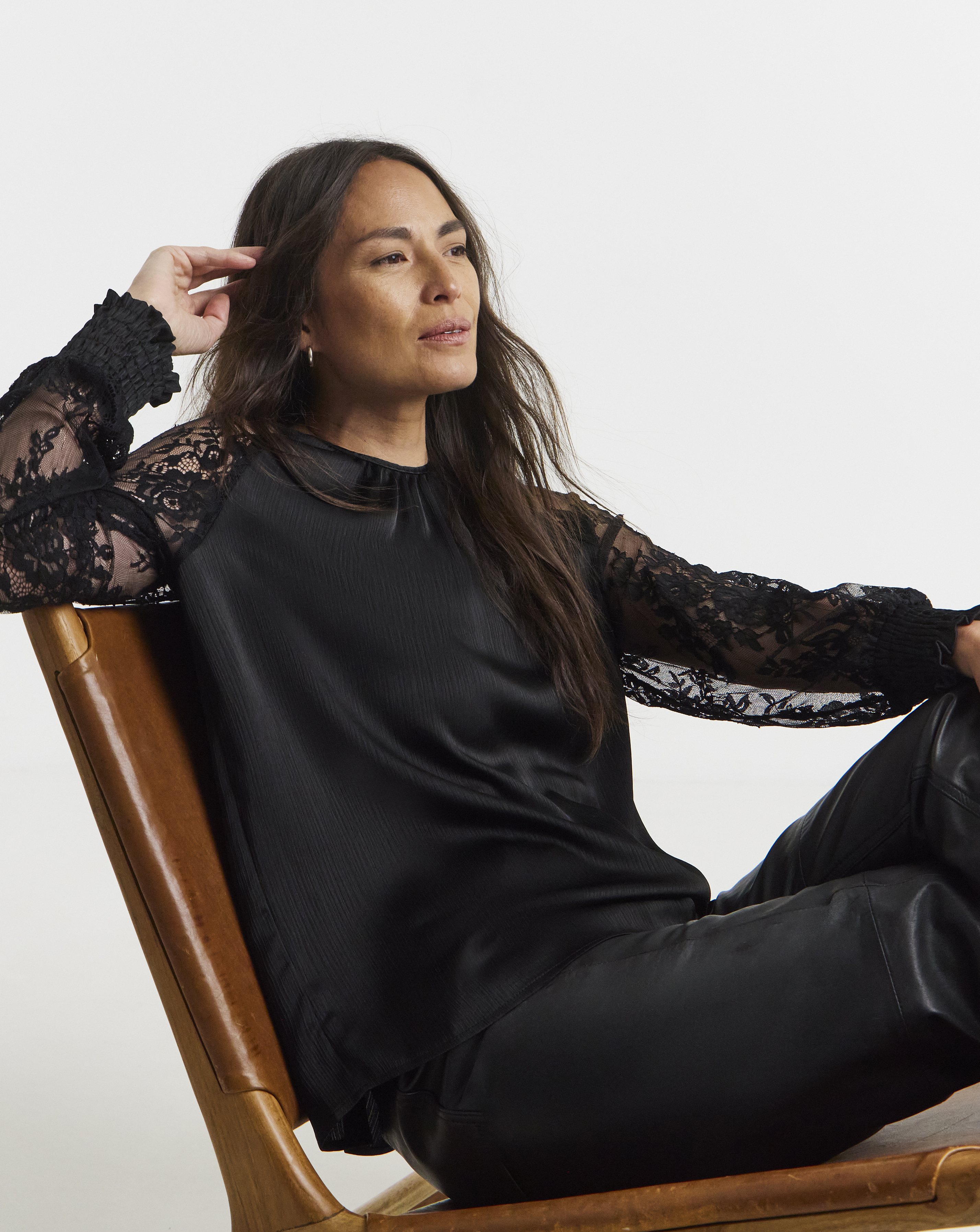 Lace Sleeve Raglan Blouse