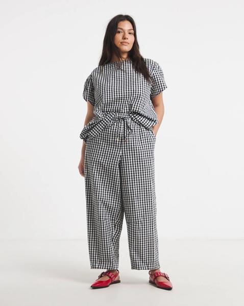 Simply Be Gingham Barrel Leg Trouser