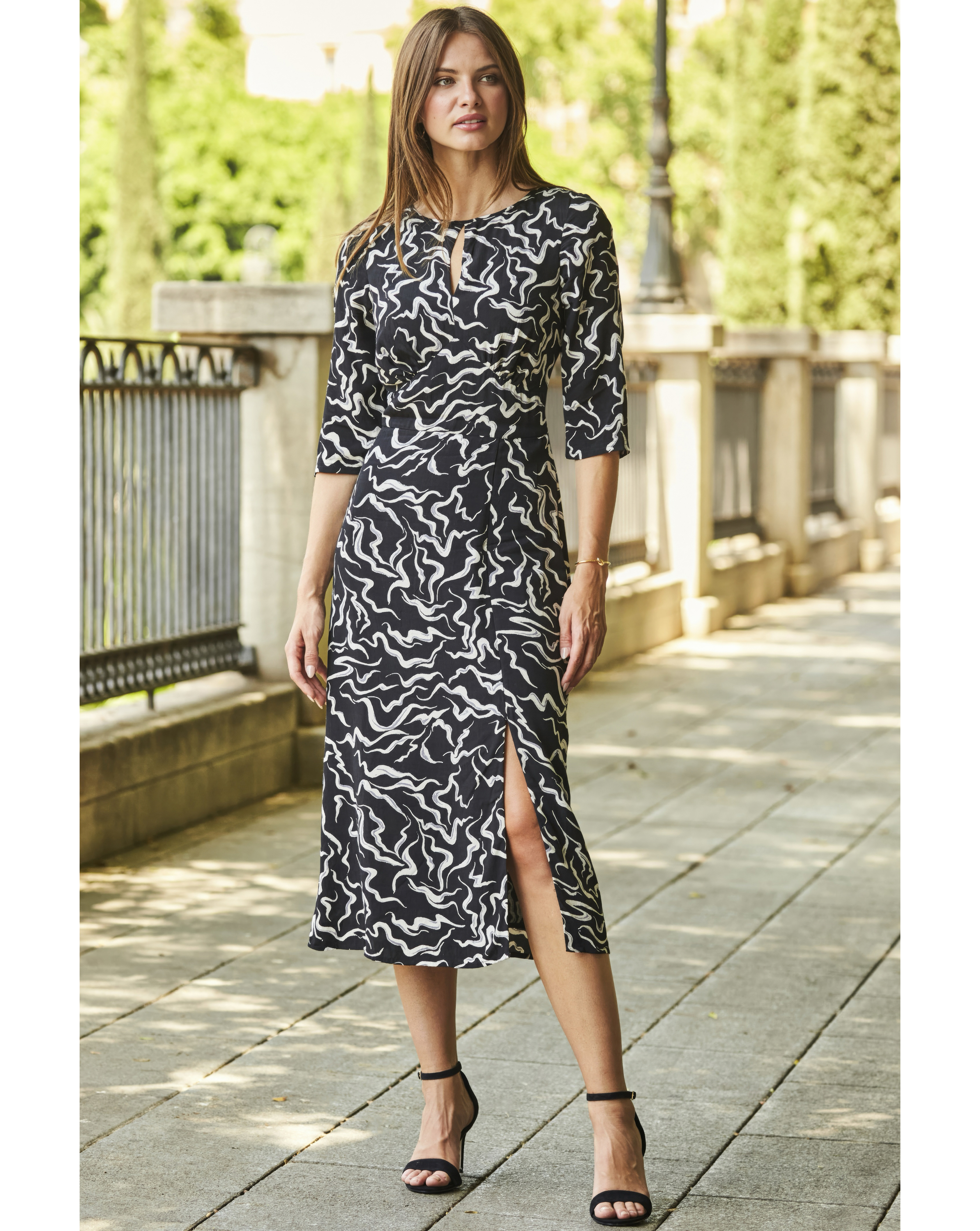 Sosandar Abstract Print Midi Dress