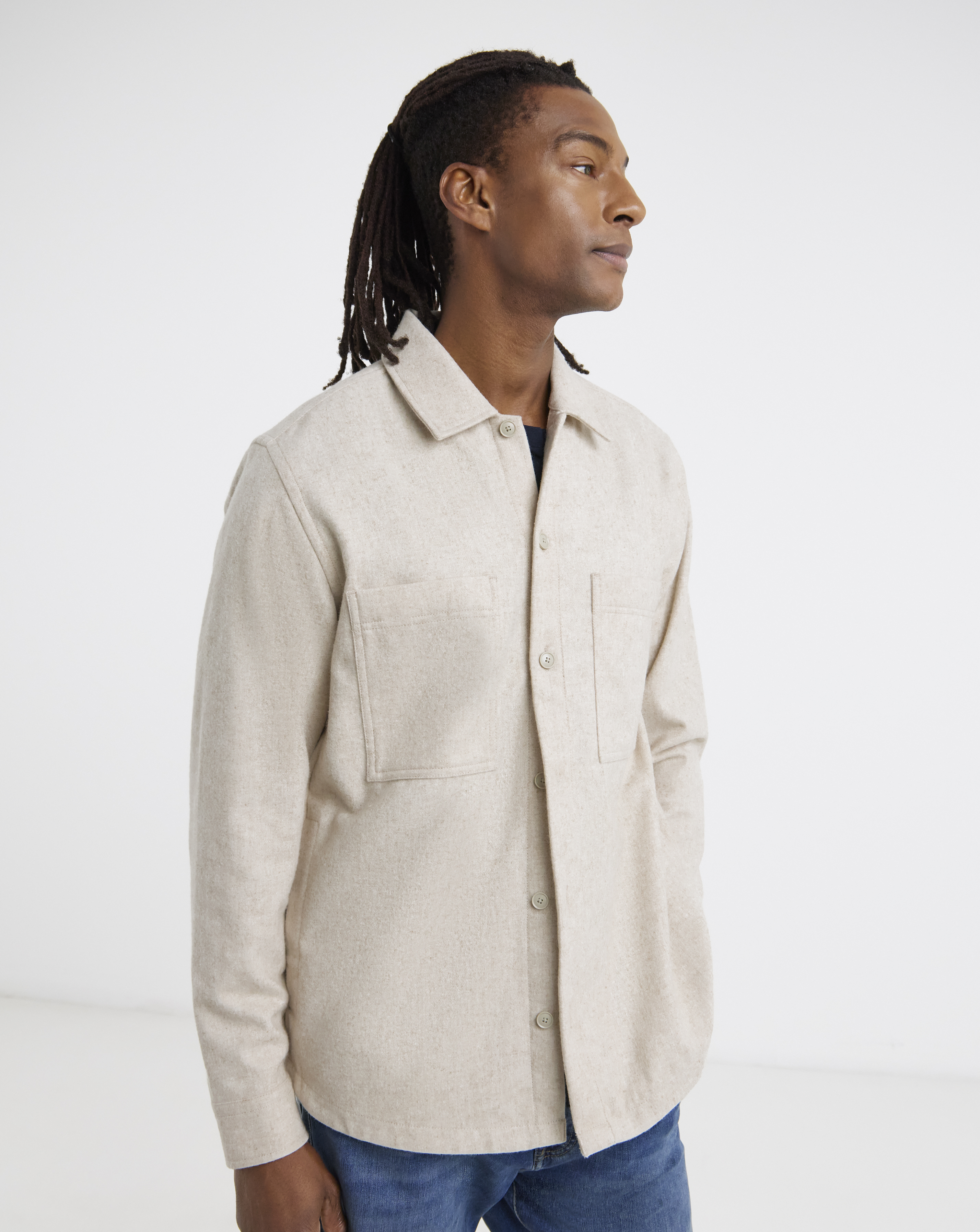 BOSS Jersey Overshirt - Light Beige