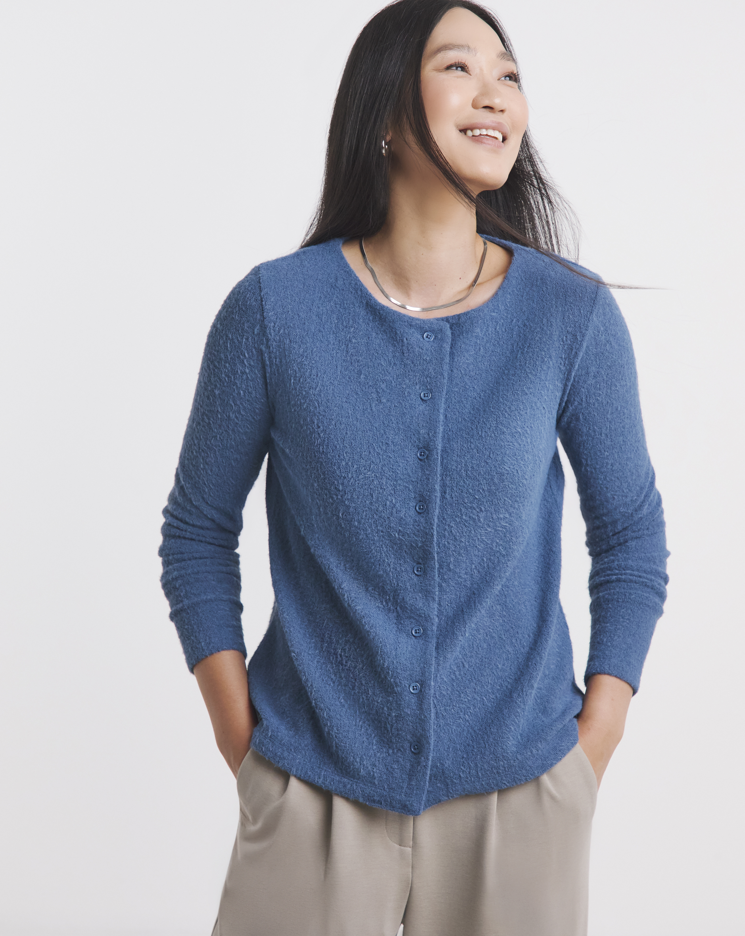Brushed Soft Touch Button Up Cardigan