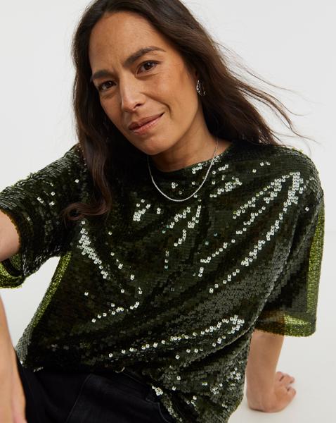 Sequin Short Sleeve Top