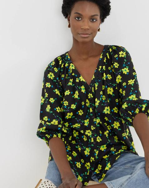 Collarless Button Through Blouse