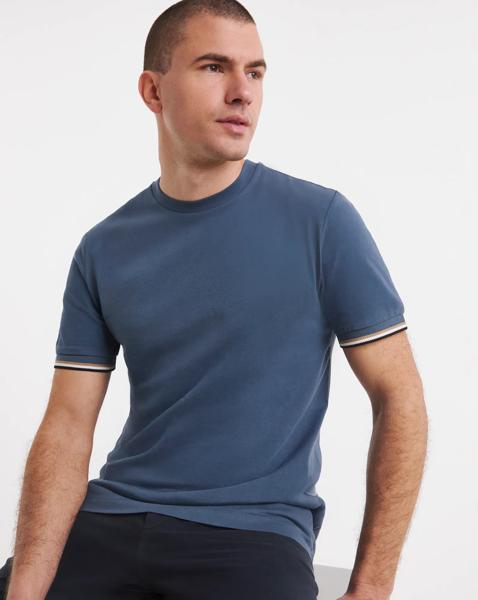 BOSS Tipped Arm T-Shirt - Blue