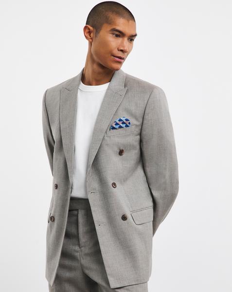 Linen Look Double Breased Suit Jacket
