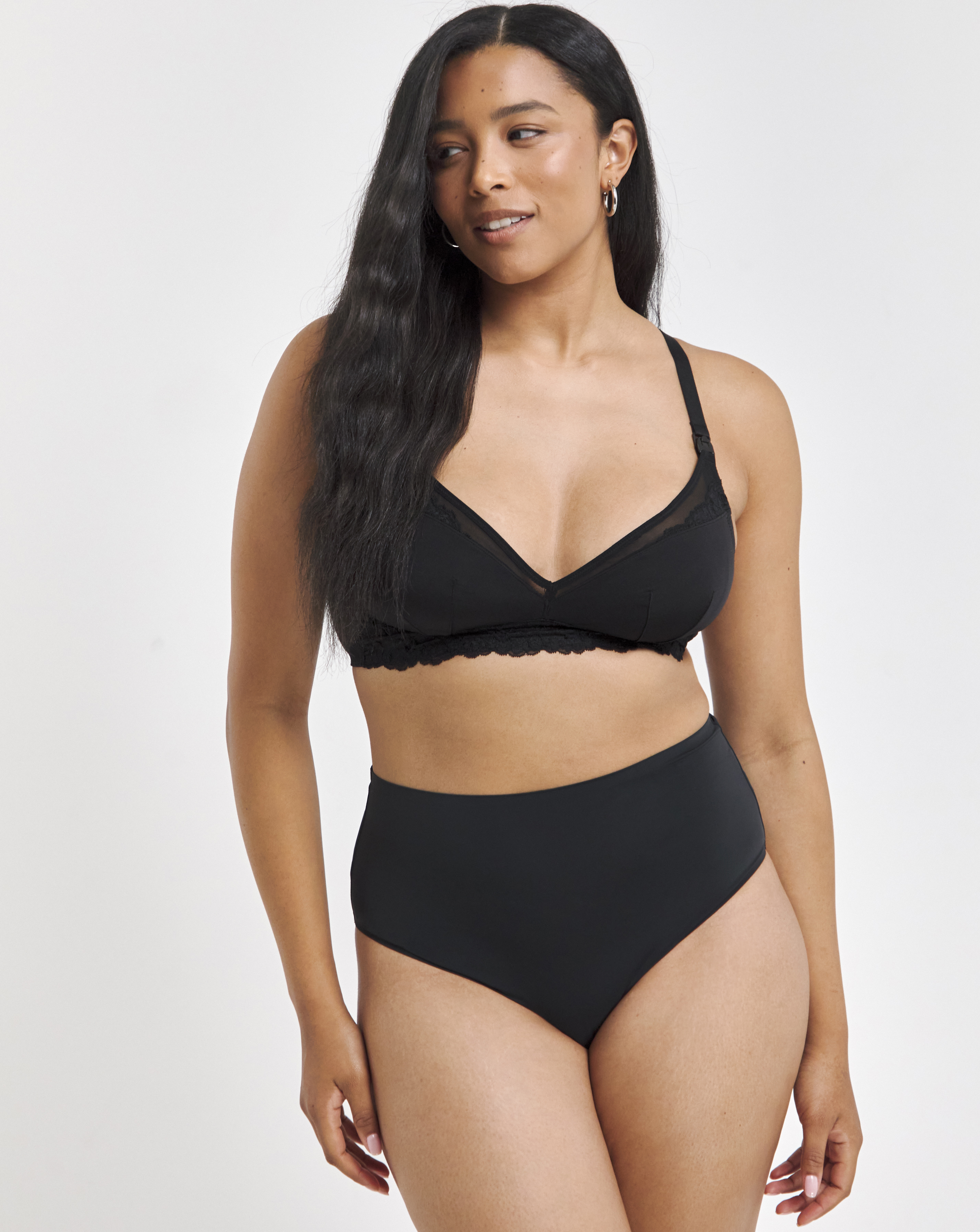 Figleaves Ella Mesh Nursing Bra In Black | UK Size 32D Women's