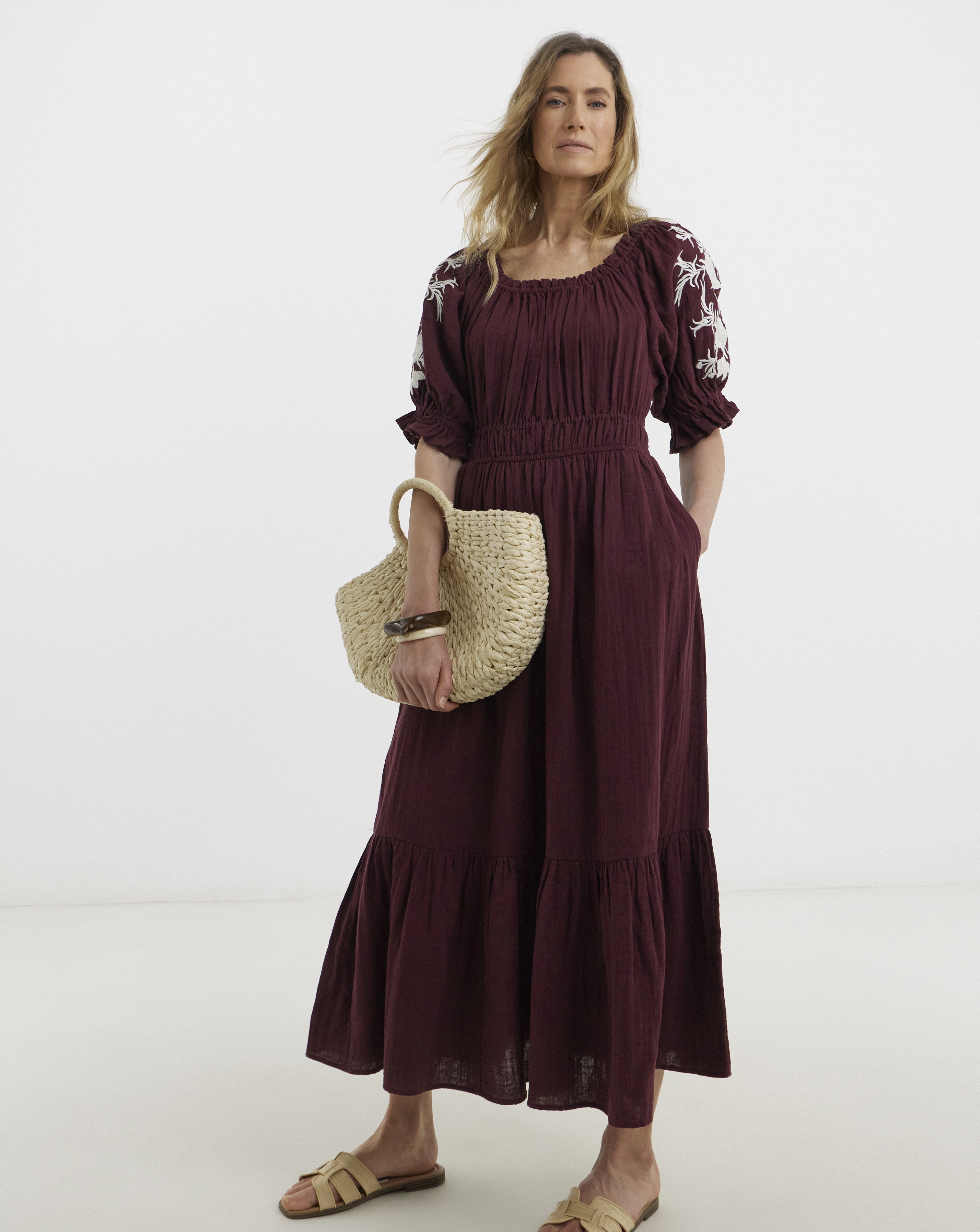 Pure Cotton Embroidered Smock Dress