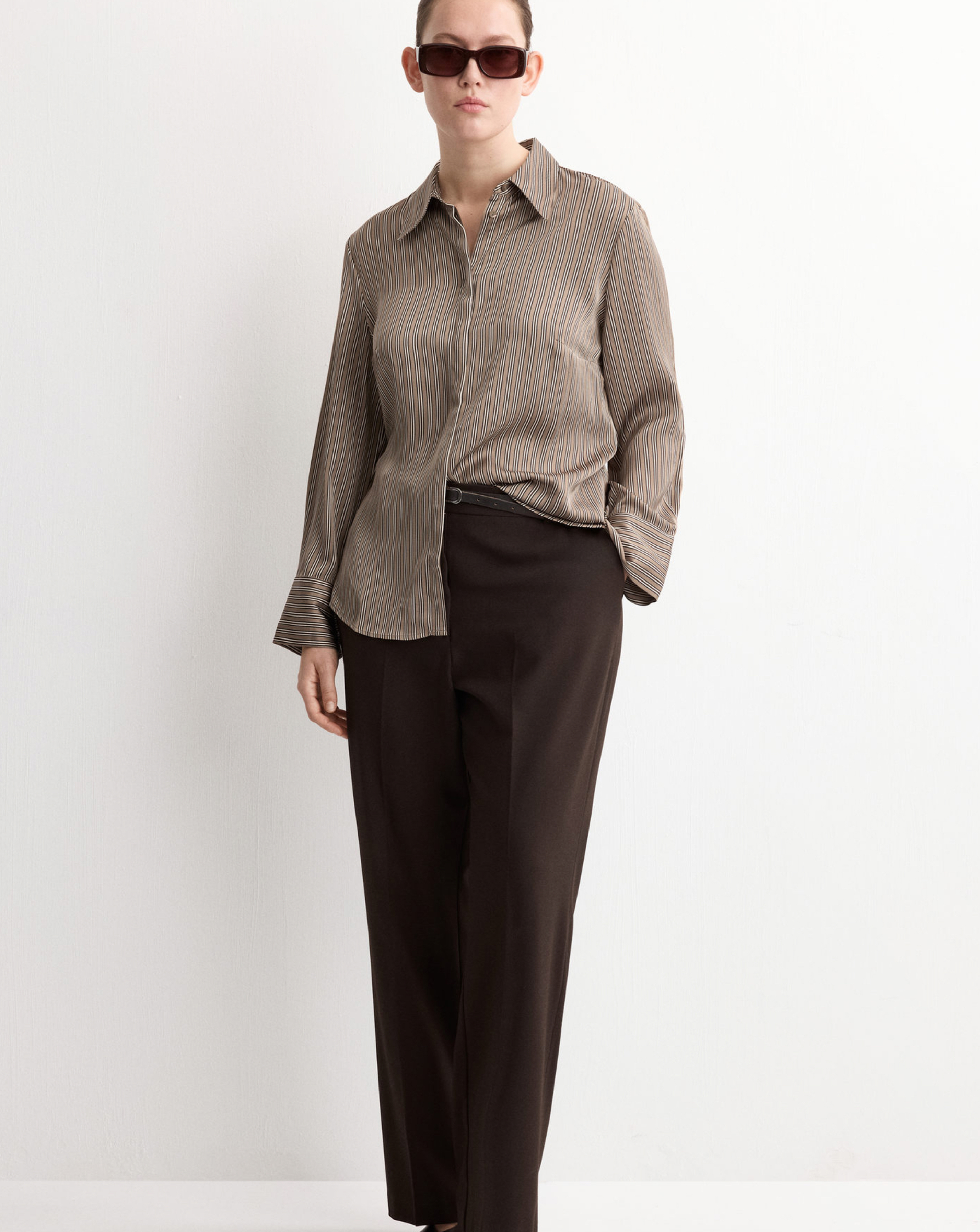 Mango Satin Striped Shirt