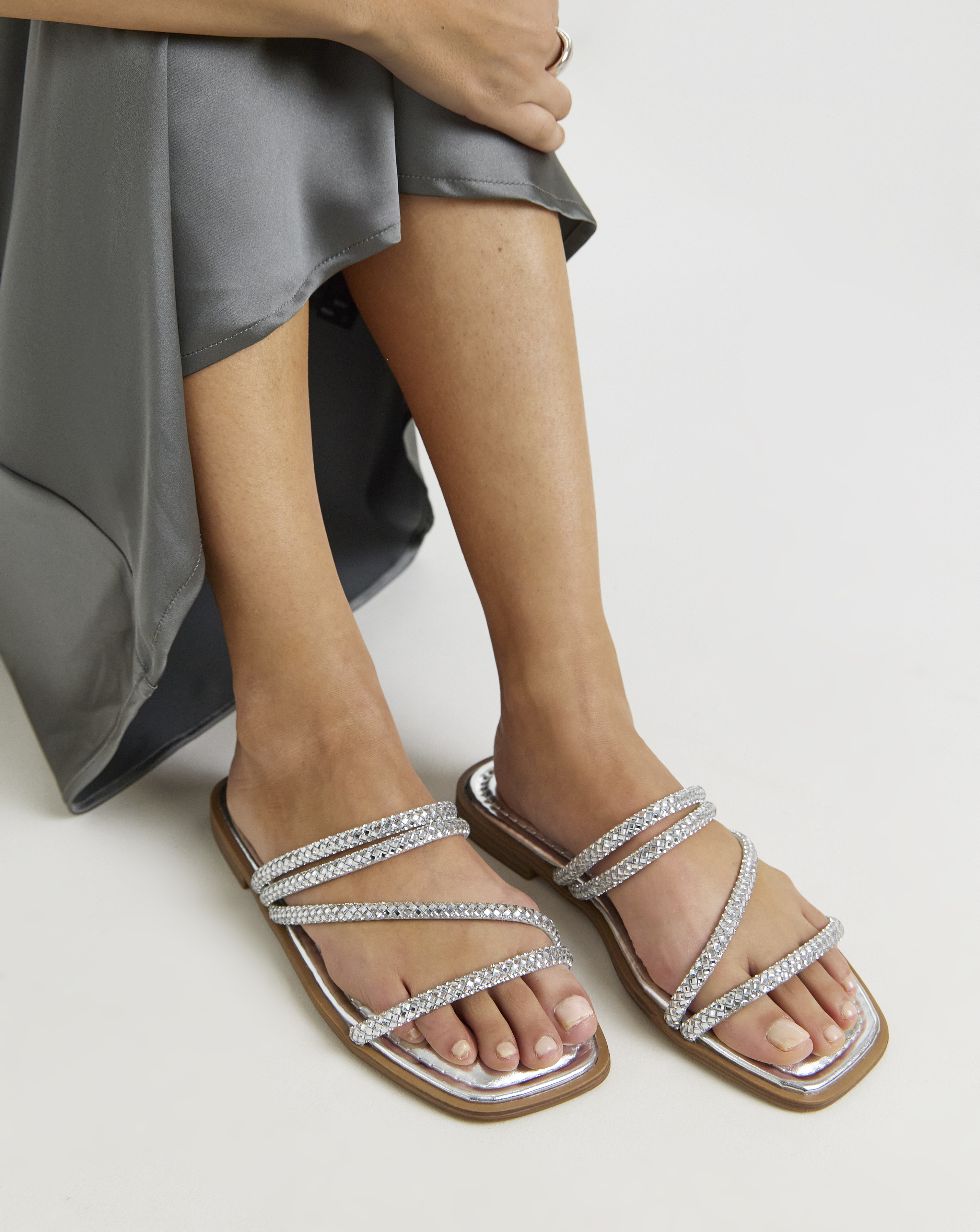Sparkly Asymmetric Mule Wide