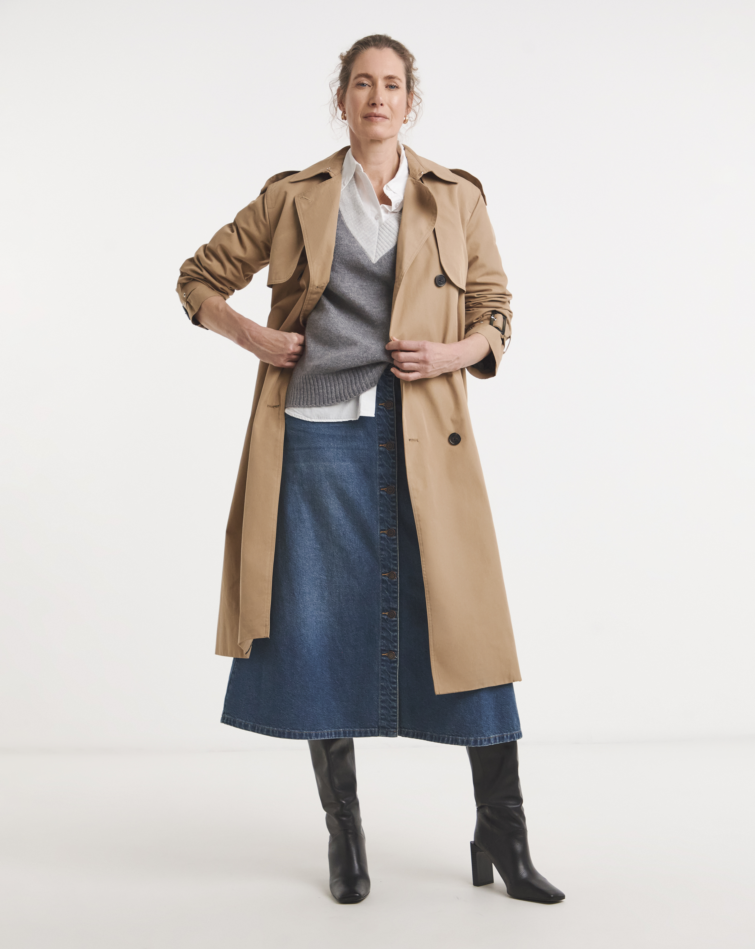 Button Through Midi Skirt