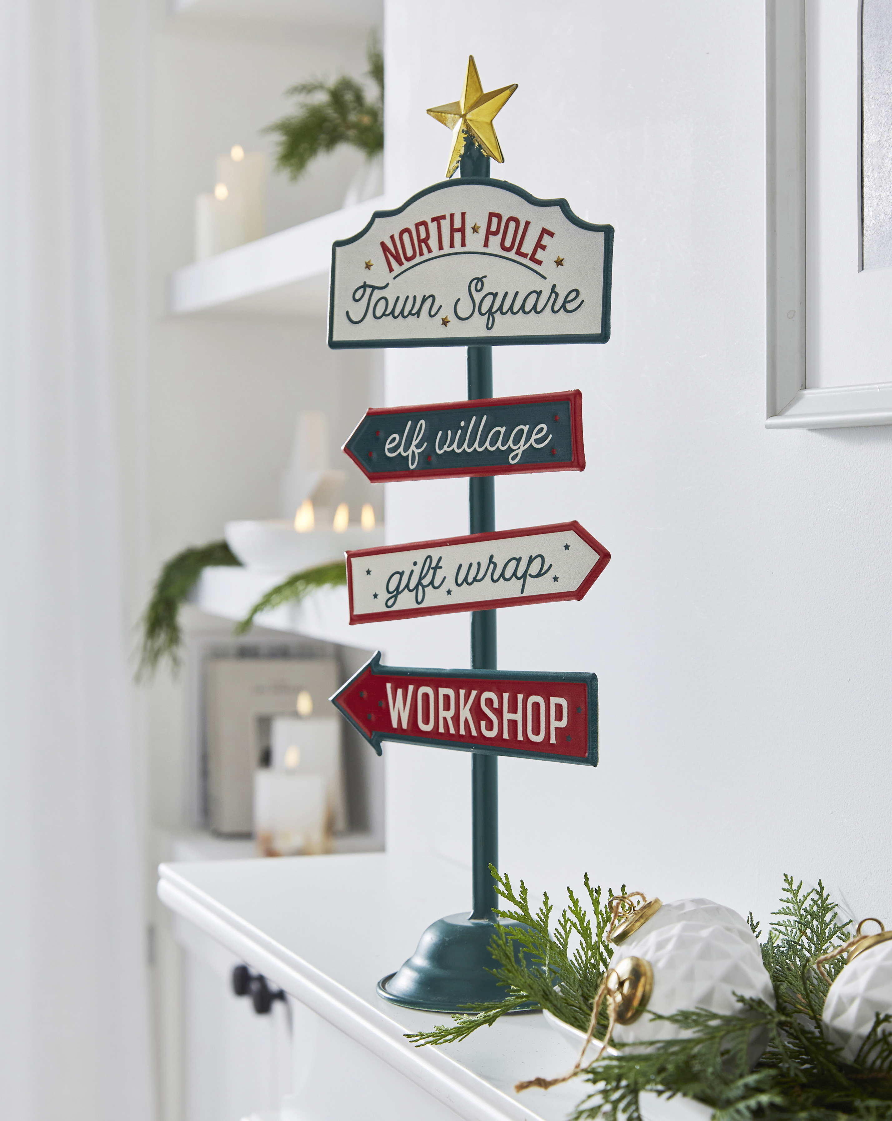 North Pole Metal Sign Post