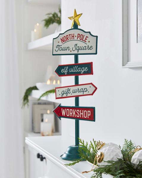 North Pole Metal Sign Post