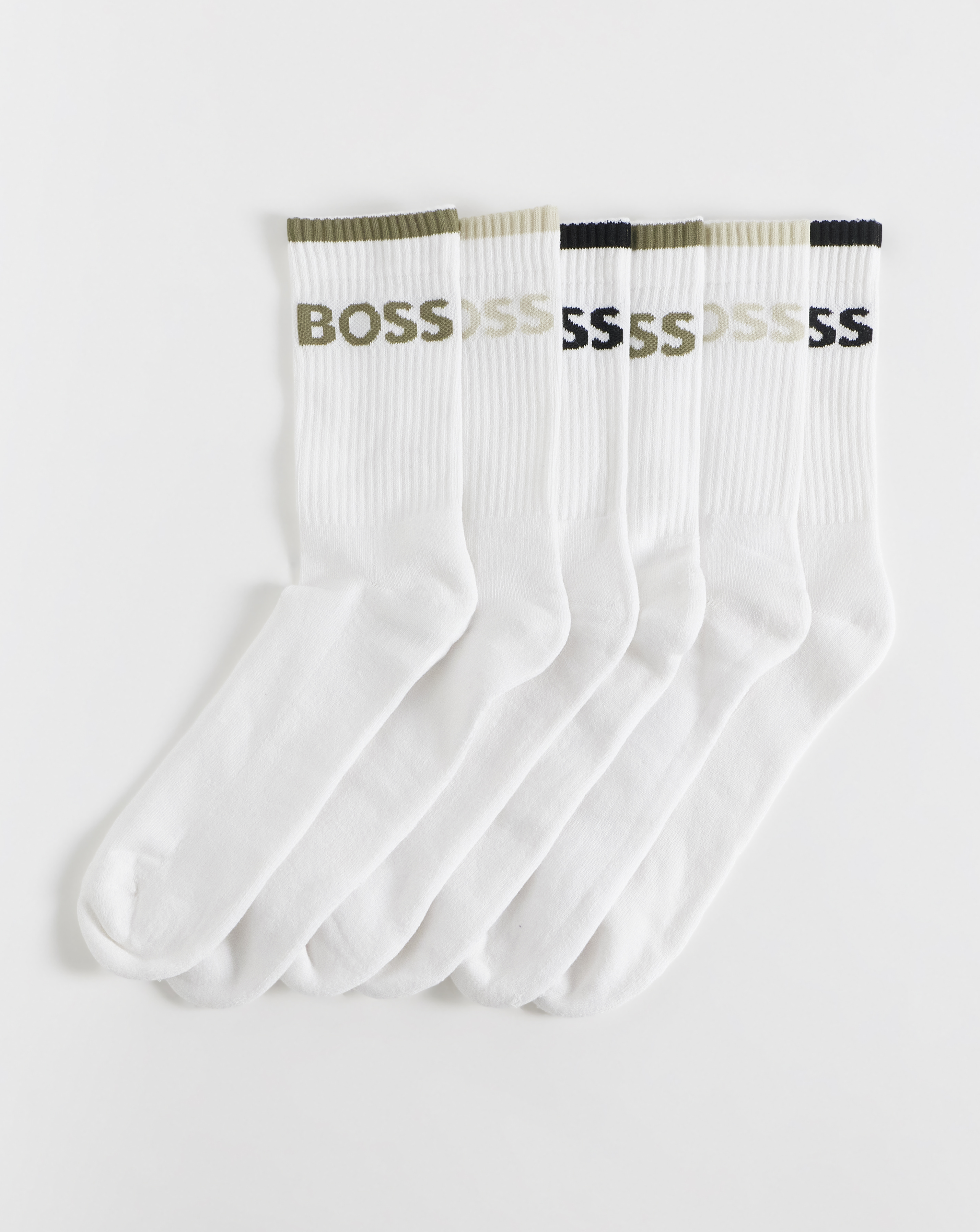 BOSS 6 Pack Stripe Sport Sock - White