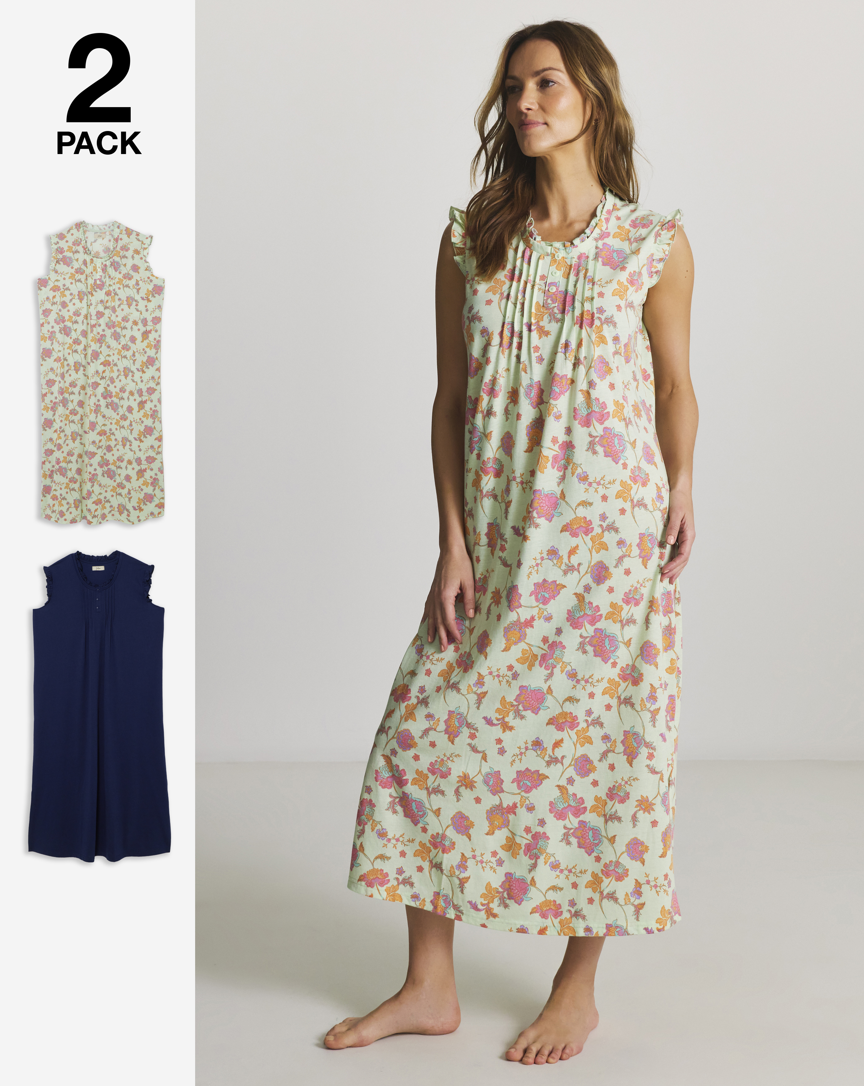 Julipa 2 Pack Value Floral Nighties