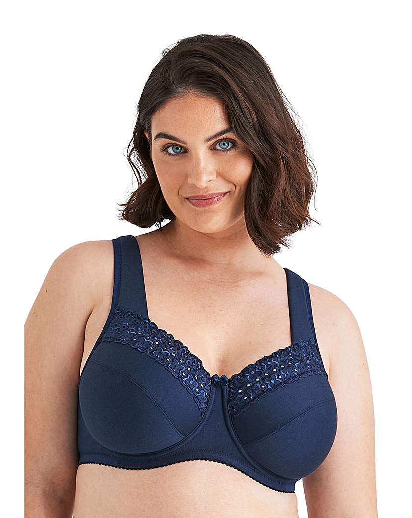 Miss Mary Broderie Anglaise Wired Bra Dark Blue - Cotton - Padded Straps - Size 38D
