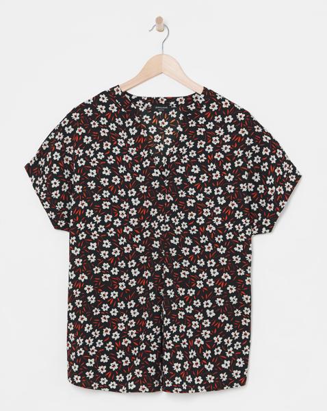 Short Sleeved Grandad Collar Top