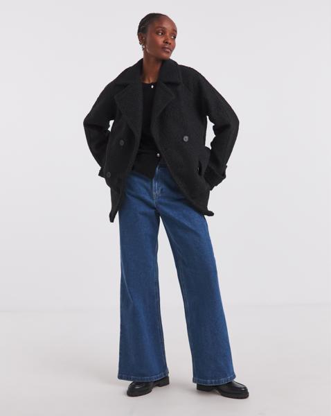 Simply Be Black Boucle Teddy Peacoat