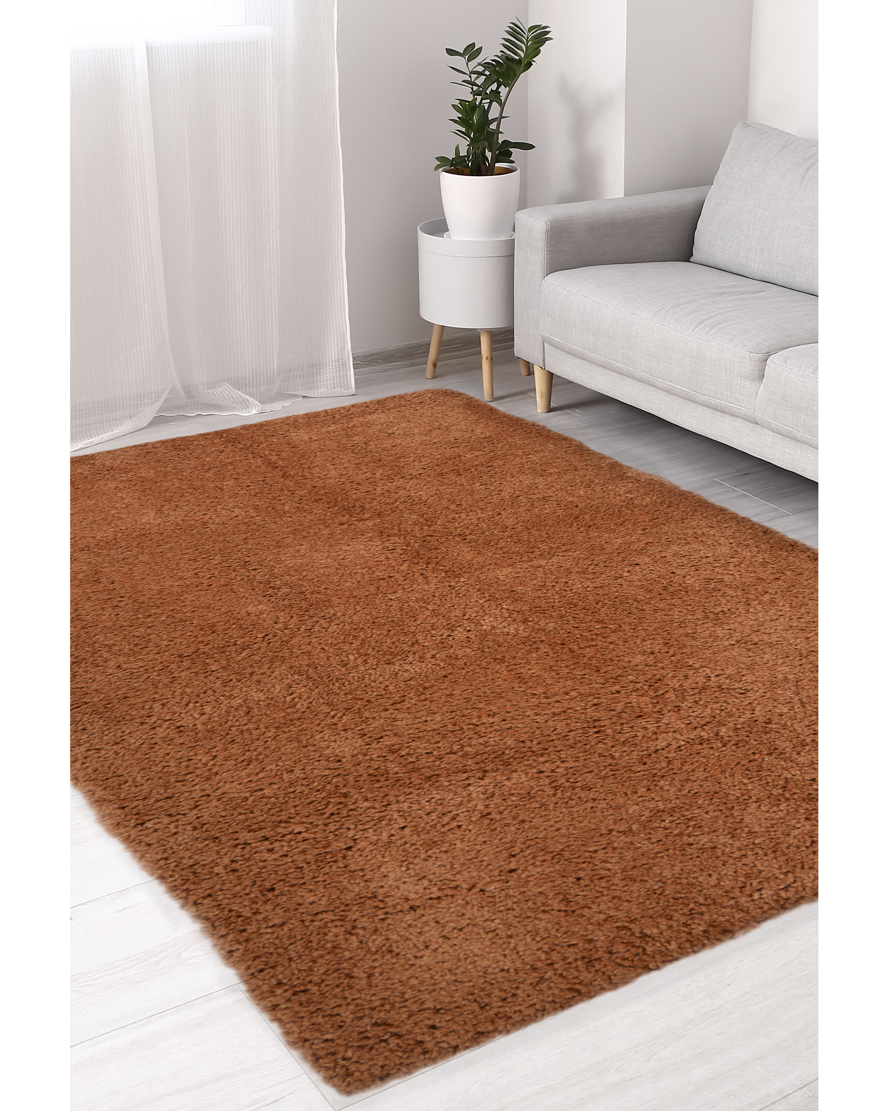 Homemaker Terracotta Snug Plain Shaggy Cosy Rug - 120X170