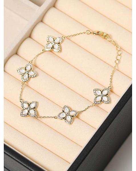 14K Gold Plated and MOP Clover Bracelet