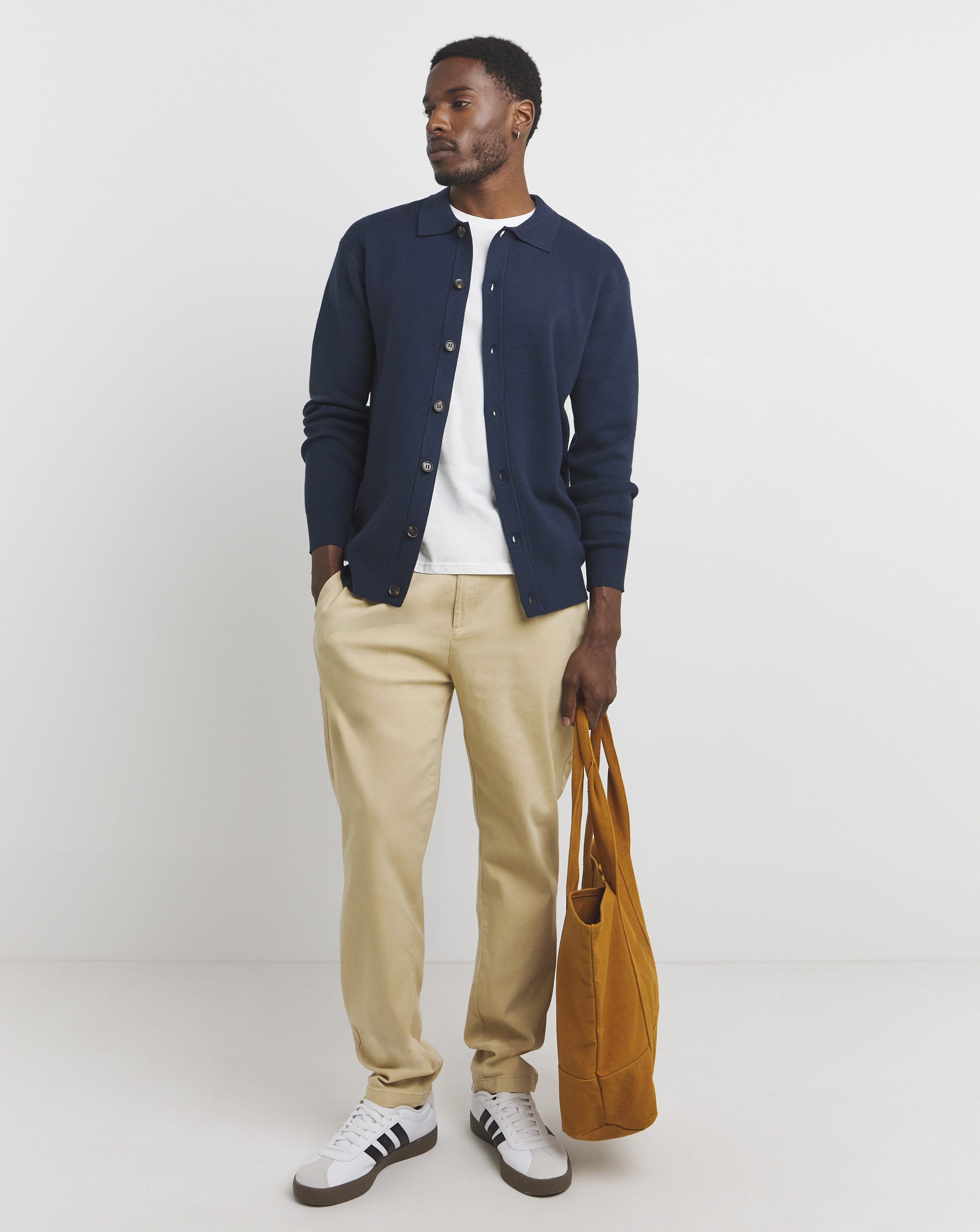 Navy Soft Touch Collared Cardigan