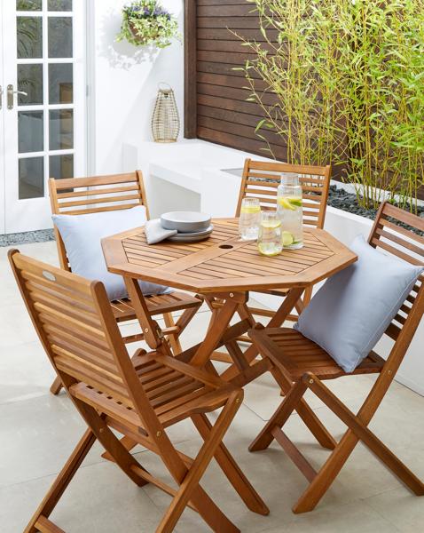 Wooden Octagonal Table with 4 Chairs