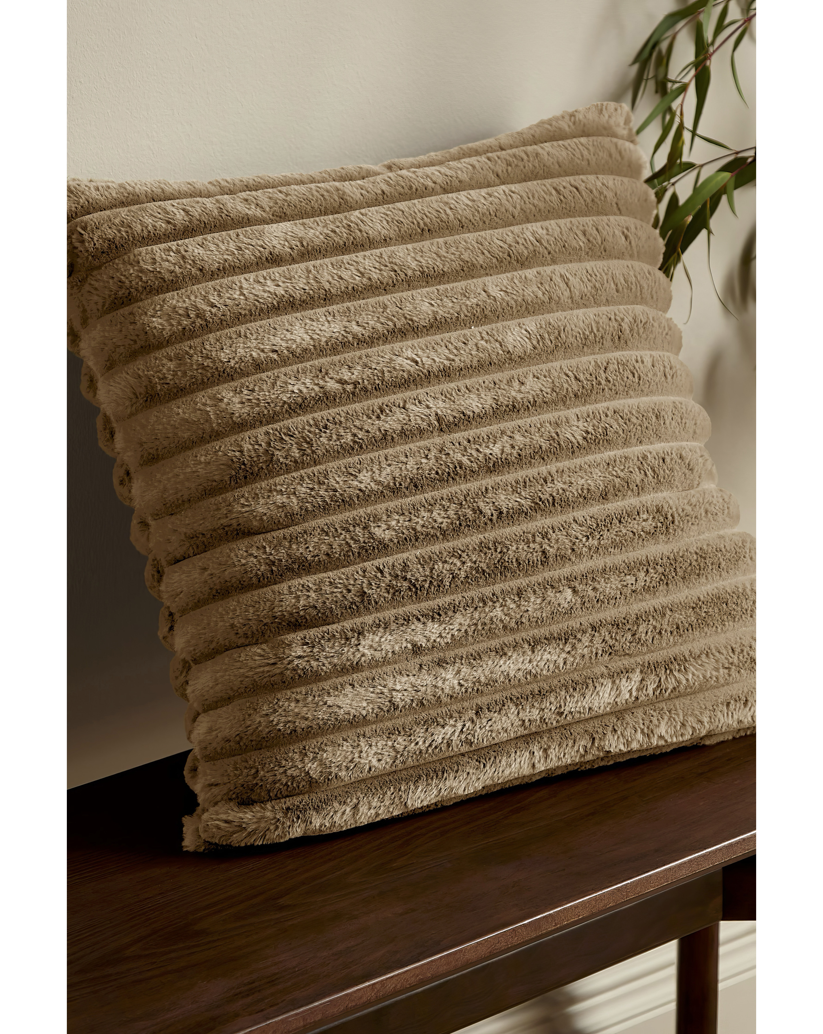 Catherine Lansfield Natural Cosy Ribbed Cushion - 45X45