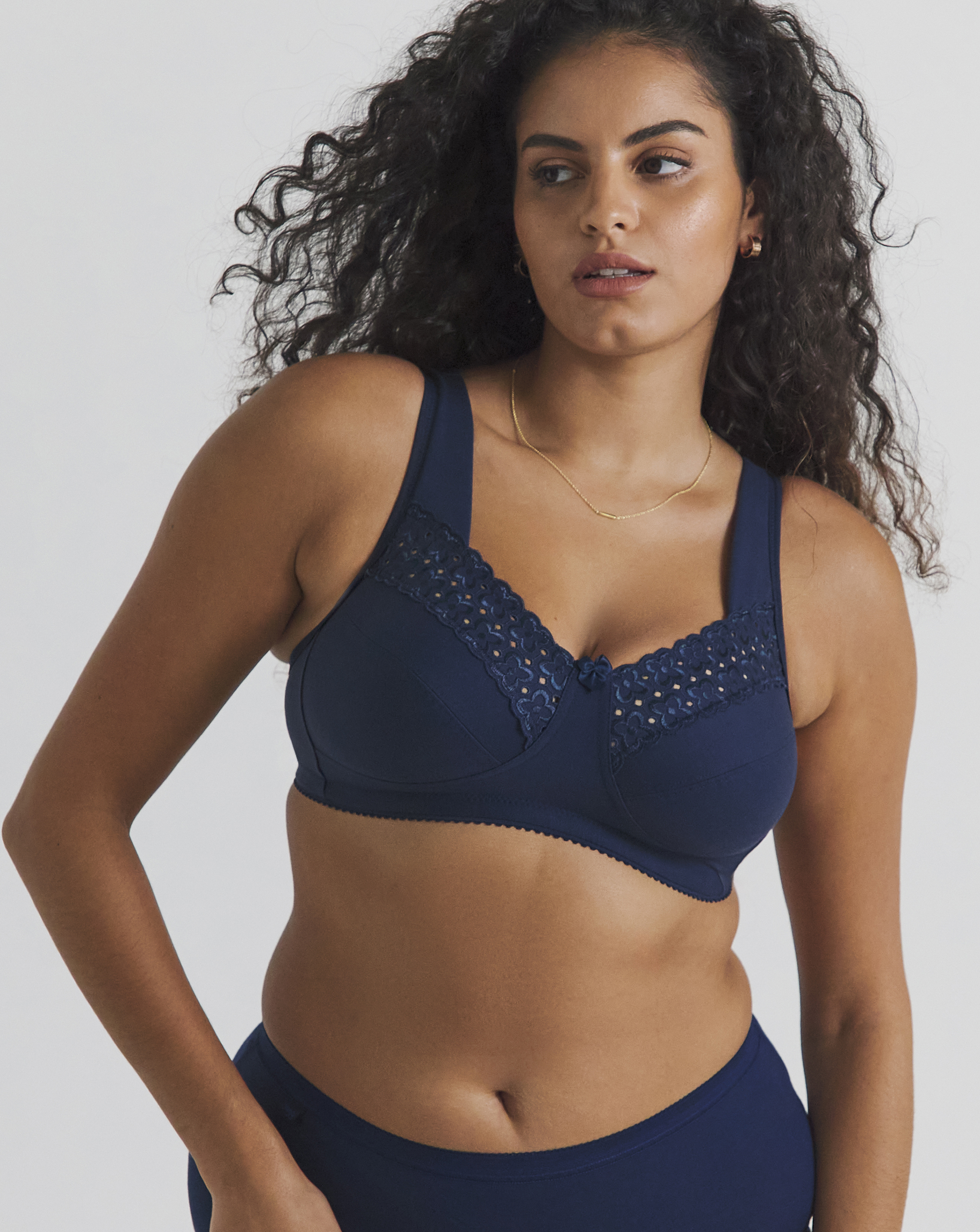 Miss Mary Broderie Anglais Cotton Bra - Dark blue - Size 36B - Women's