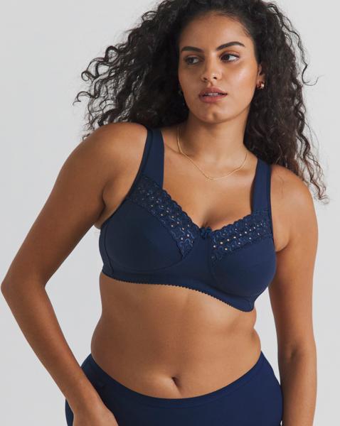 Miss Mary Broderie Anglais Cotton Bra - Dark blue - Size 36B - Women's
