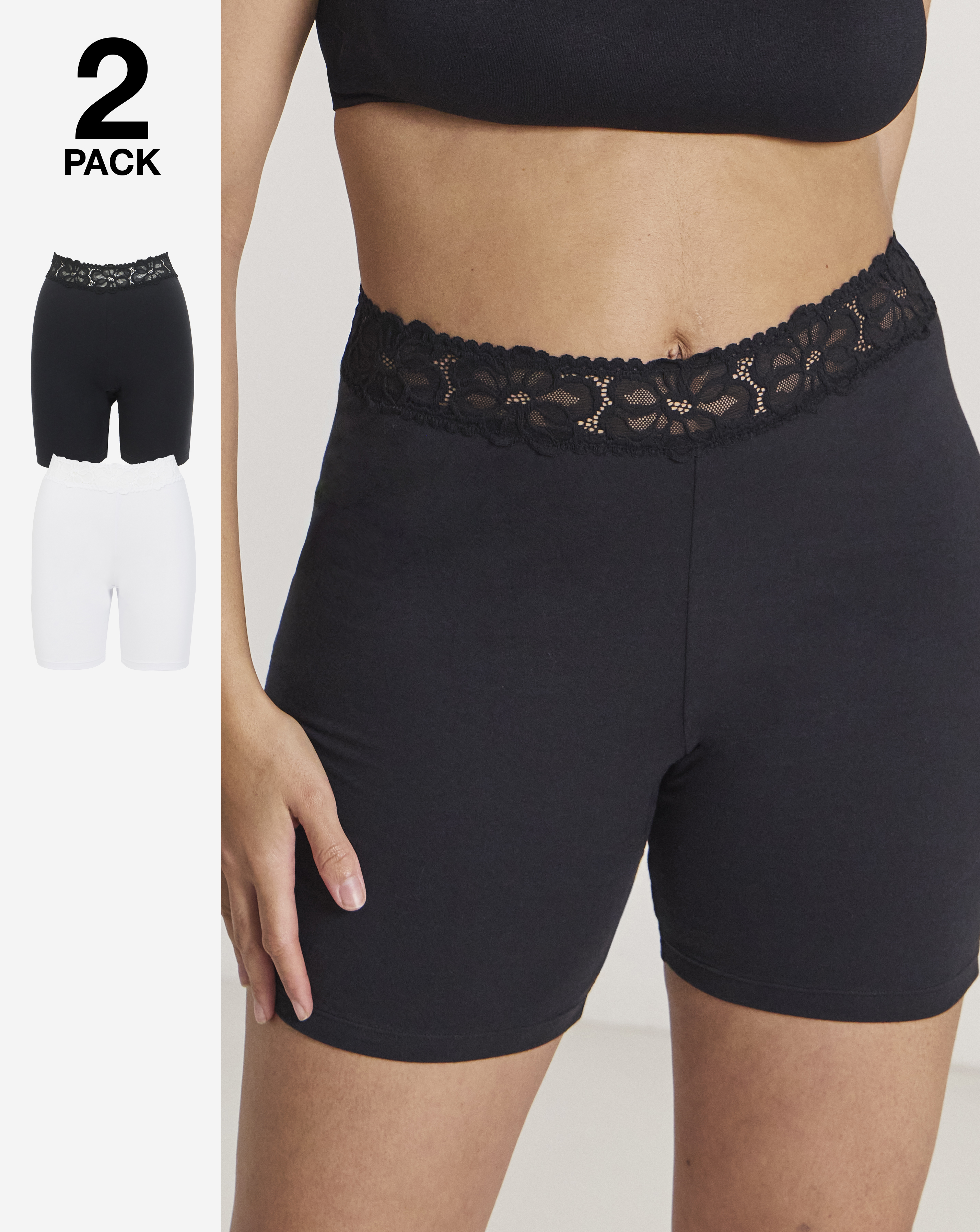 2 Pack Lace Trim Shorts