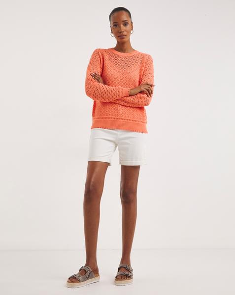 Coral Crochet Scallop Hem Jumper