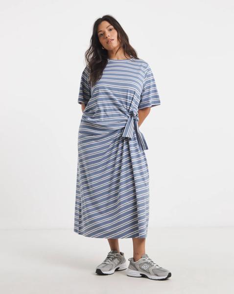 Stripe Jersey Midi With Side Tie