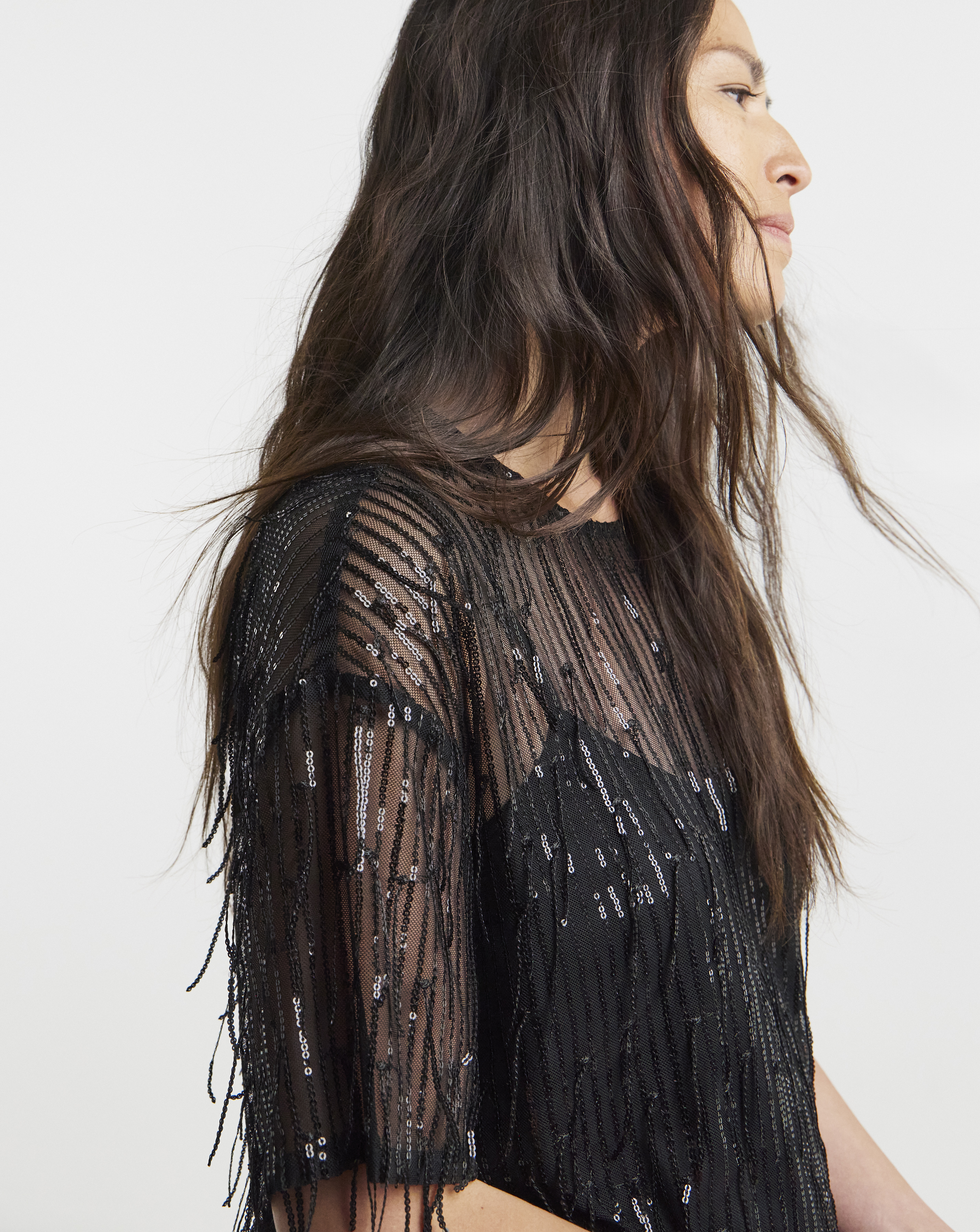 Tassel Sequin Boxy Top