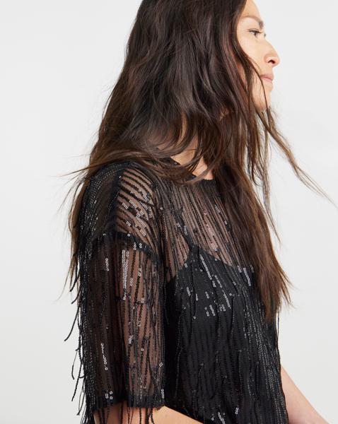 Tassel Sequin Boxy Top