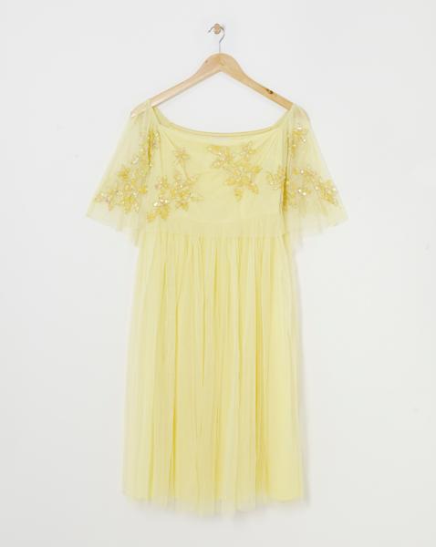Maya Curve Bardot Embroidered Dress